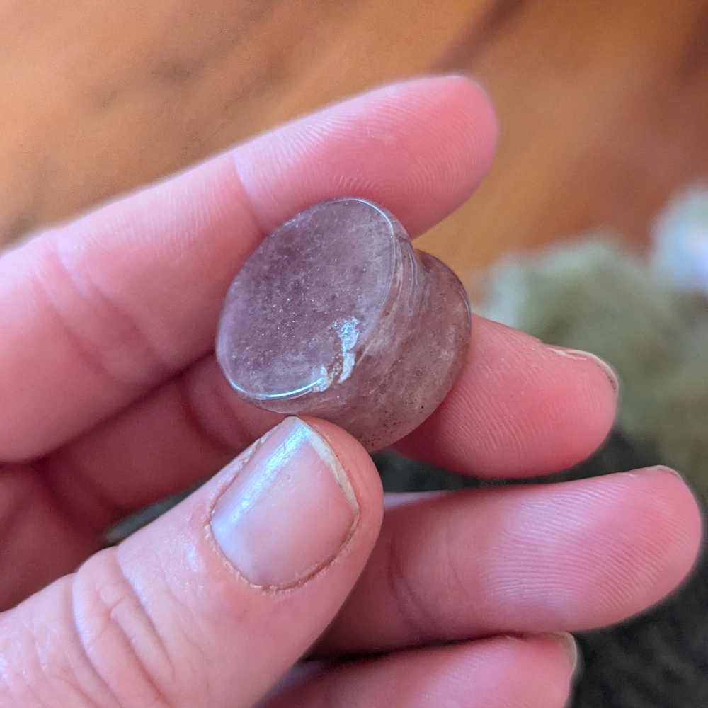 Used AS IS 19mm Pink Sparkly Rose Quartz Plugs
